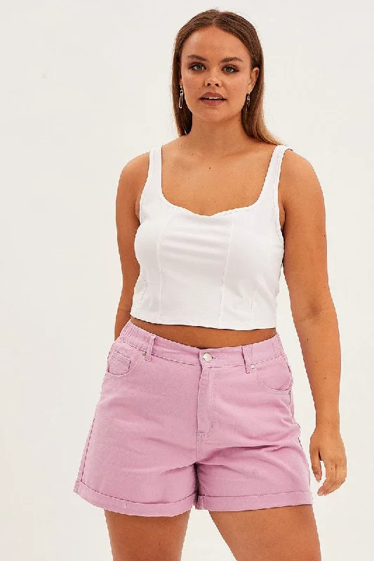 Purple Mom Denim Shorts High Rise